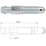 WP Ontluchtingsnippel M7x1 / L=38,3mm / 7mm Zakje 10st